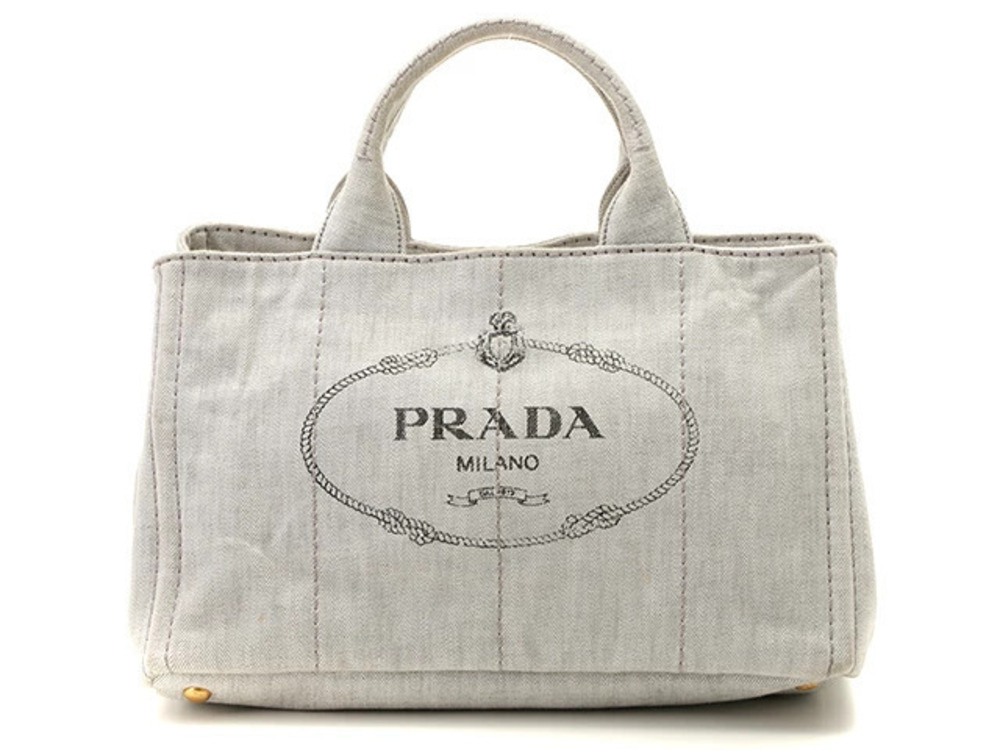Prada Shoulder Bag Canapa Tote Nim Gray
